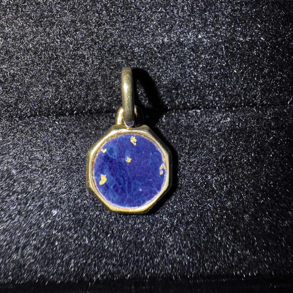 Pandora Blue Mini Medallion Charm | 14k Gold Plated